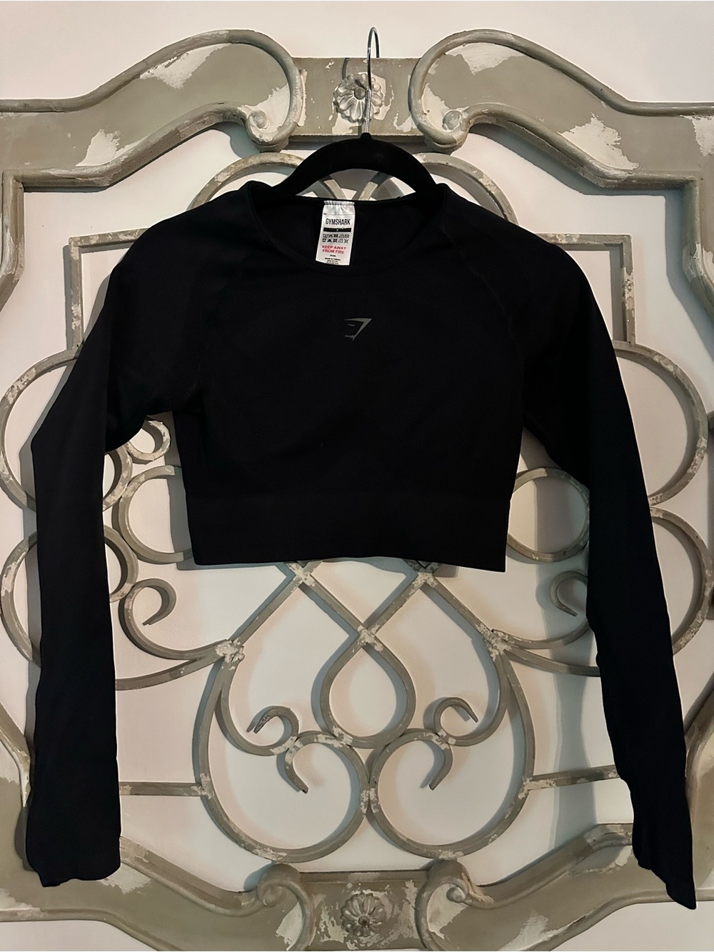 Gymshark Black Cropped Long Sleeve Training Top
